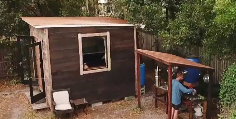 “Building Sustainability”: A Man’s $1,500 10’x10′ Tiny Home Journey