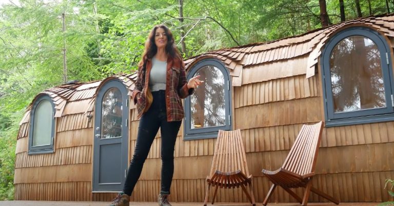 Woman converts a prefab home into a unique fairytale cottage