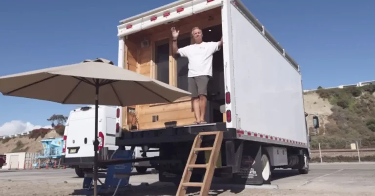 Man rolls opens his box truck and reveals incredible ‘beach house’ tucked inside