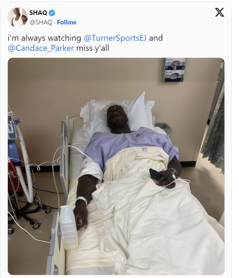 Shaquille O’Neal raises eyebrows with a worrying hospital photo while fans wish him well