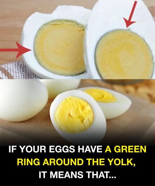 Why does a green ring appear around hard-boiled eggs?