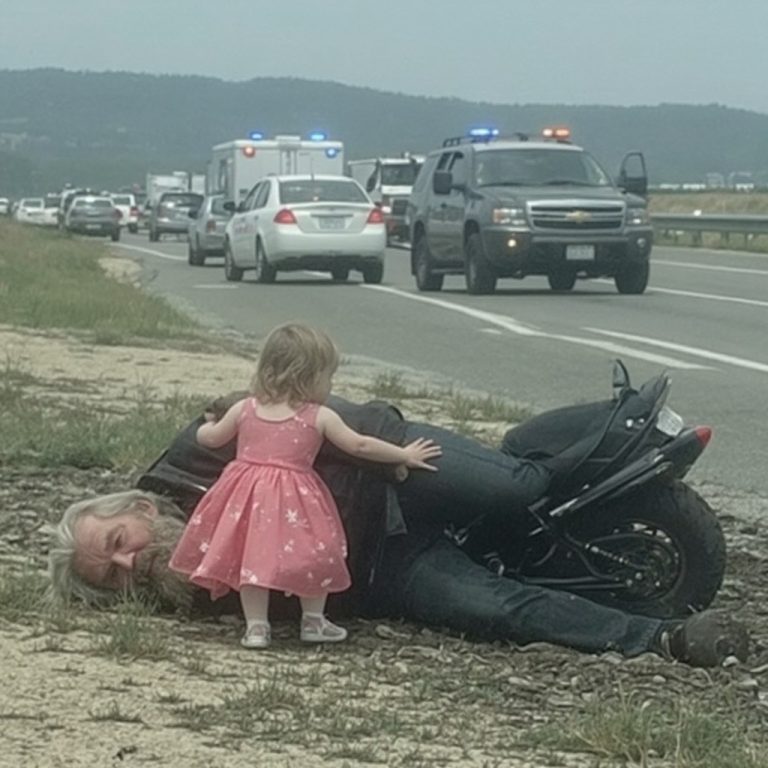 Little girl in princess dress saved unconscious biker she found in ditch