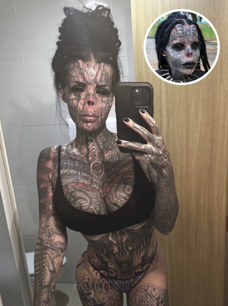 Tattooed Woman Who Keeps Her Nose Inside A Jar Reveals How She Looked Before Her Transformation