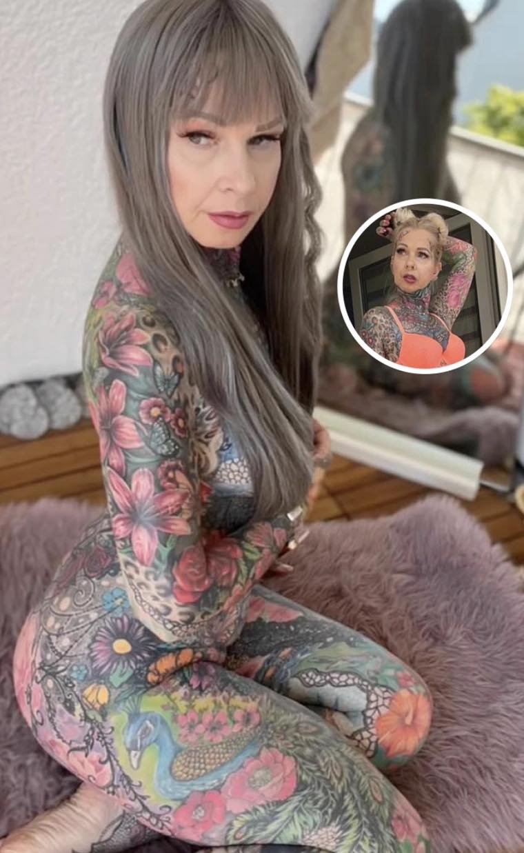 Grandma With Body Fully Covered In Tattoos Reveals What She Looked Like One Decade Ago