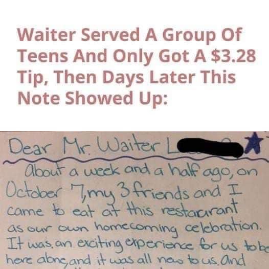 A $3.28 Tip That Upset a Waiter — Until an Unexpected Letter Arrived Days Later