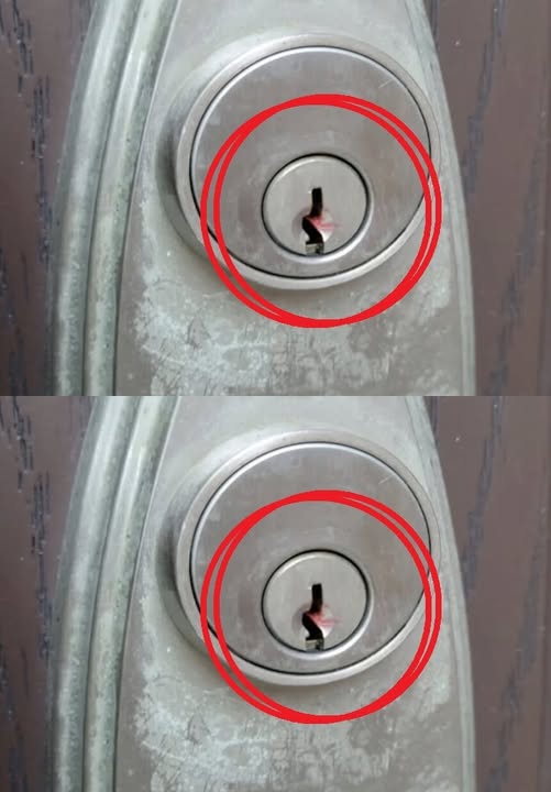I noticed red wax on my daughter-in-law’s front door lock.
