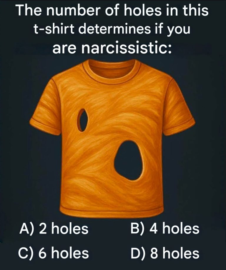 The number of holes you see on this t-shirt reveals whether you are narcissistic.