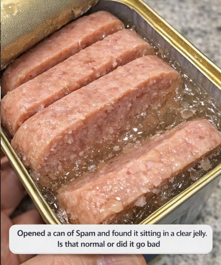 I opened a can of Spam and found it sitting in a clear jelly. Is that normal or did it go bad