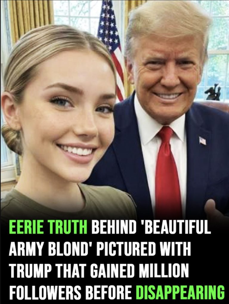Eerie truth behind ‘beautiful Army blond’ pictured with Trump that gained million followers before disappearing