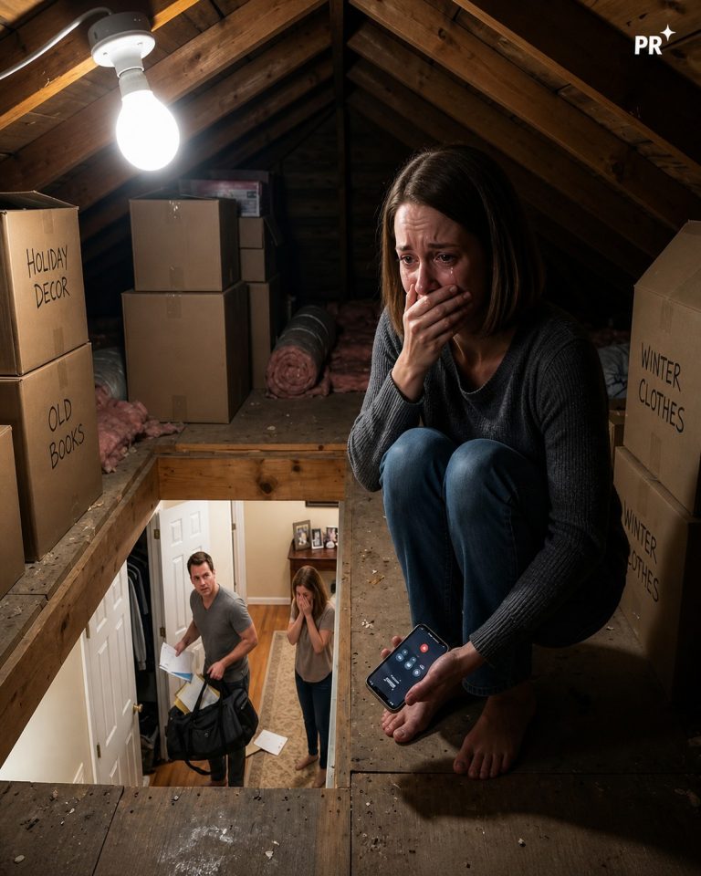 My sister called me at midnight and whispered, “Turn off every light. Go to the attic. Don’t tell your husband.” I thought she was losing her mind — until I looked through the floorboards….